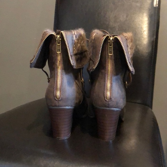 Brown Just Fab military ankle booties size 9 - Picture 4 of 8